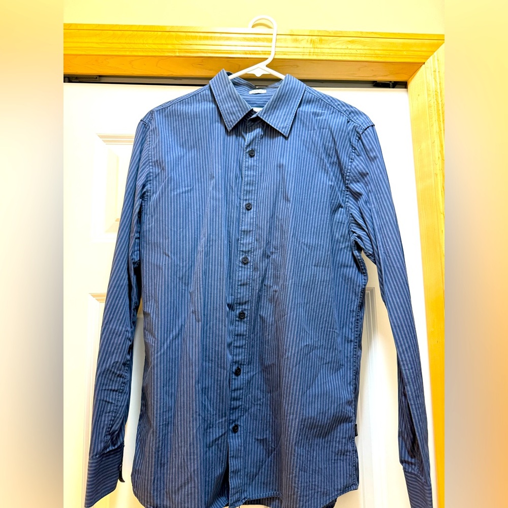 Calvin Klein Blue Pinstripe Dress Shirt